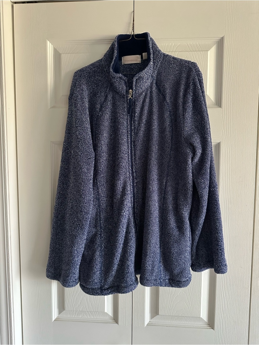 Cozy Navy Blue (w/ white speckling) Fuzzy Zip-Up Jacket